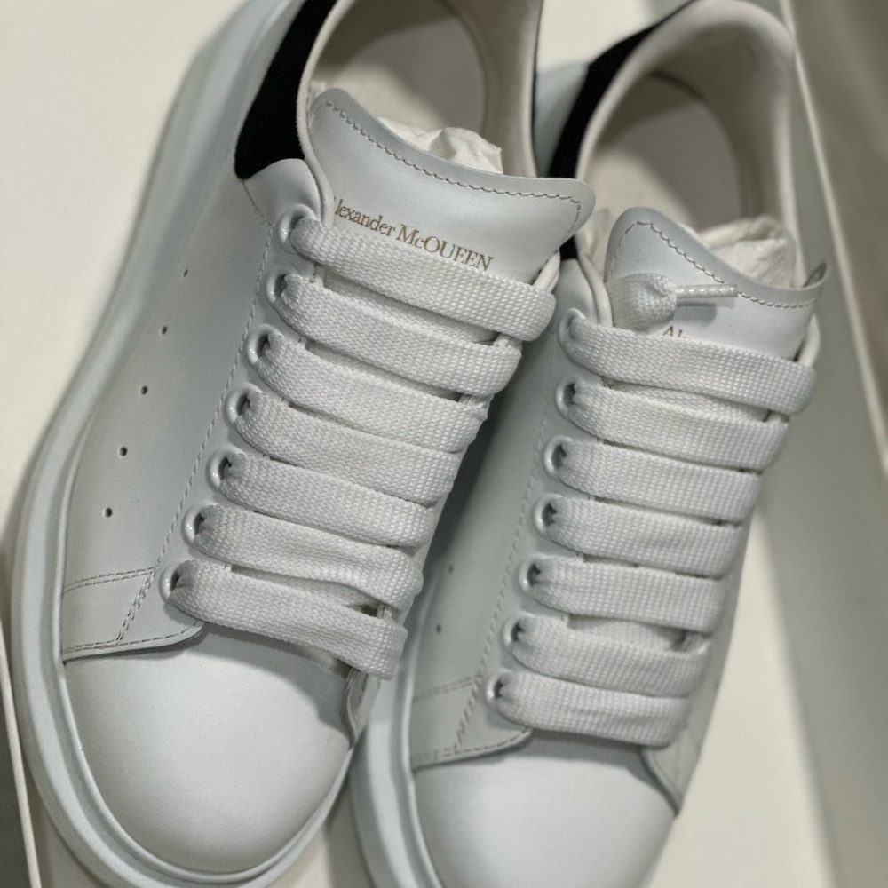 Alexander McQueen White and Black Sneakers with Chunky Sole